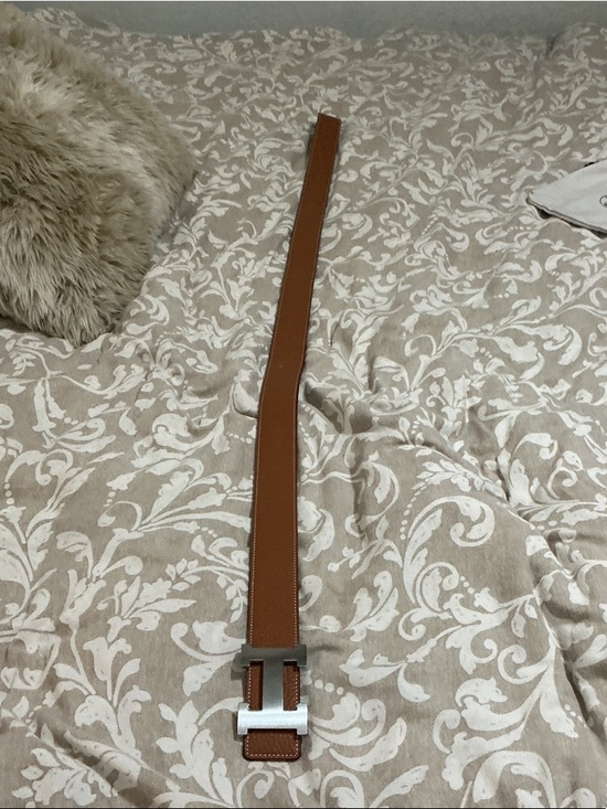 Hermes Brown Reversible H Belt with Silver H Buckle - Picture 3 of 3